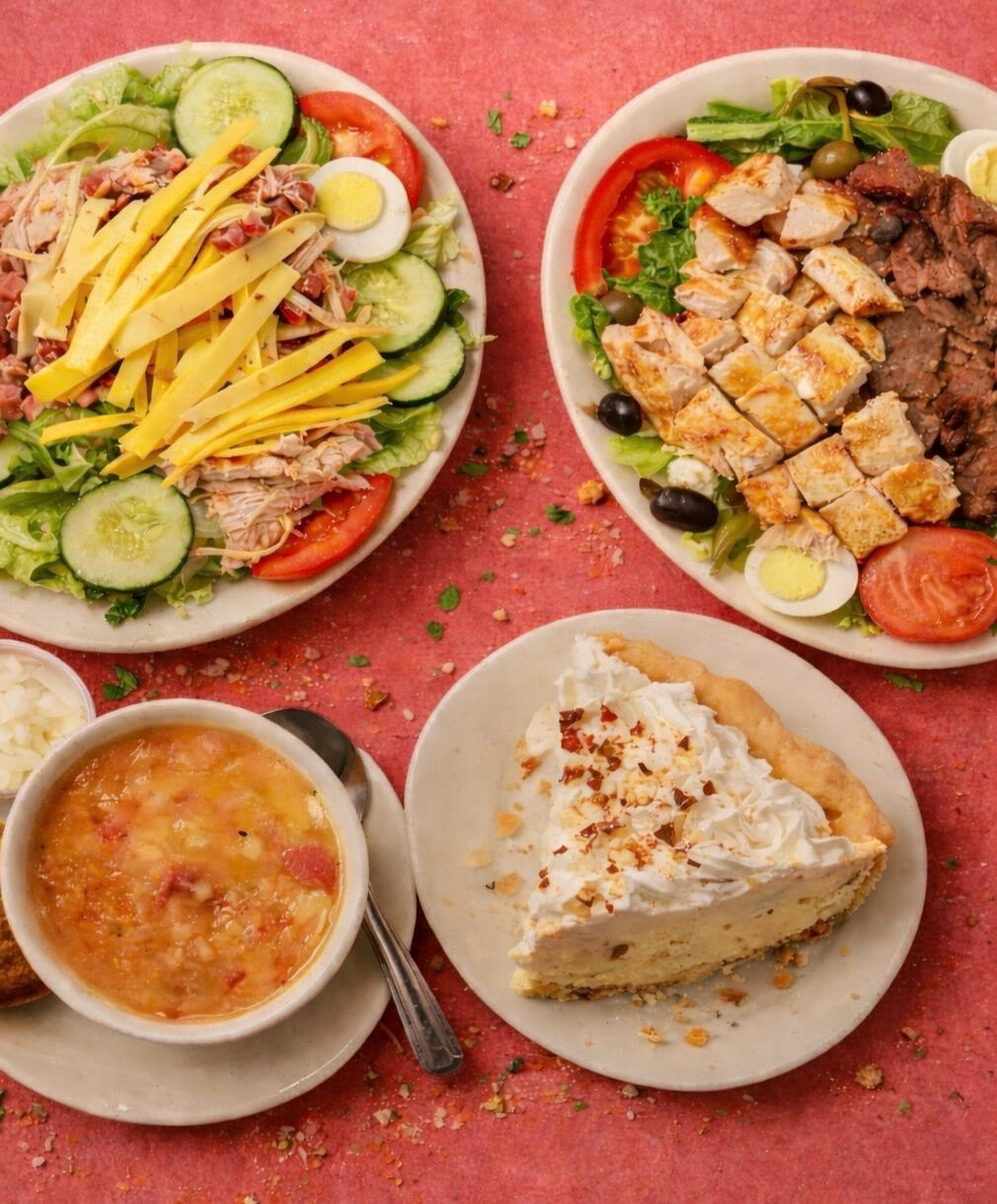 Chef salad, colossal salad, northern bean soup and coconut cream pie at Al Smith’s Place Toledo diner